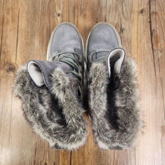 Sorel Explorer Joan Womens Size 5 Gray Suede Lace Up Boho Ankle Boots NL3039-052 - Picture 7 of 11